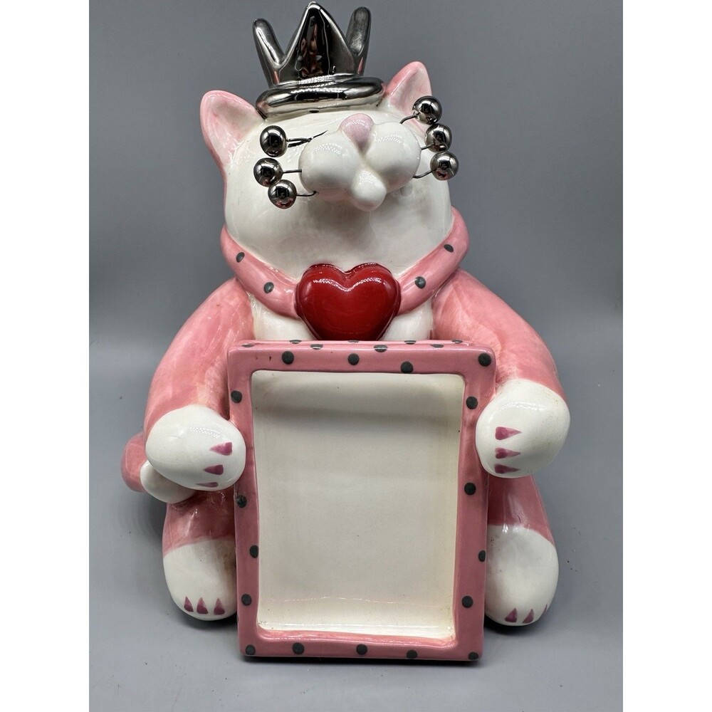 Amy Lacombe Pink & Silver Cat Figurine with Picture Frame 2003 Willitts Design